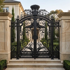 Puerta Doble de Hierro Forjado Estilo Victoriano, Apertura Manual, Recubrimiento en Polvo, Duradera, para Uso Exterior - Product Image 4