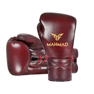 ถุงมือชกมวยหนังแท้ Mahmad แบบผูกเชือก ปรับสายรัดข้อมือได้ สำหรับผู้ใหญ่และเยาวชน อุปกรณ์ฝึกซ้อม สีแดงเบอร์กันดี สไตล์วินเทจ สำหรับการฝึกซ้อมและการต่อสู้ - Product Image 5
