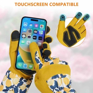 Gants de jardinage anti-épines pour femmes, robustes, pour la taille des roses, en cuir renforcé, compatibles avec les écrans tactiles, longueur jusqu'au coude - Product Image 3
