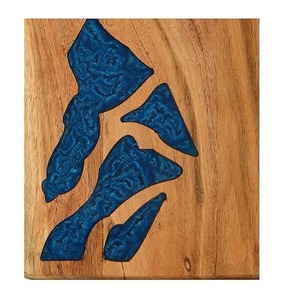 Tabla de Cortar de Madera Personalizable de la Más Alta Calidad, Rectangular, con Diseño de Asa con Incrustaciones Azules - Product Image 2