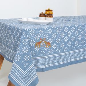 Mantel de Algodón 100% con Estampado Floral Dabu Hecho a Mano, Diseño Tradicional Rectangular, Cubierta de Mesa Artesanal - Product Image 3