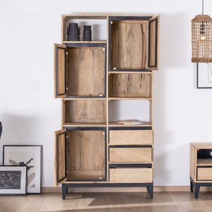 Vandana Royal Comfort designer <b>bookcase</b> in mango wood with <b>black</b> trim - Product Image 2
