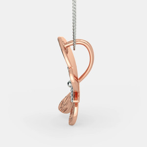 Collier pendentif papillon en or rose avec diamant de laboratoire - Product Image 2