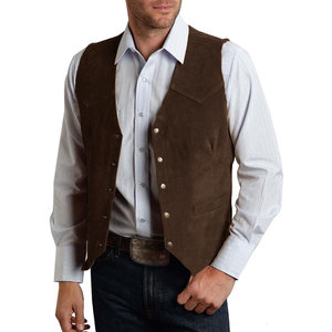 Chalecos Casuales de Cuero Estilo Western para Exteriores con Múltiples Bolsillos de Almacenamiento, Ajuste Cómodo y Construcción de Tela Resistente - Product Image 1