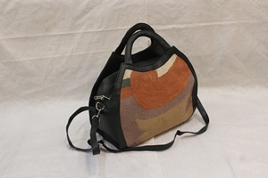 Bolso Tote de Lana Personalizado, Bolso de Hombro Reversible, Técnica de Costura, Patrón Geométrico Moderno, Ribete Negro, para Uso Diario y Viajes - Product Image 4