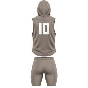 Ensemble d'uniformes de football coordonnés pour garçons 7v7 – Maillot sans manches à capuche et short ajusté, design uni, numéros personnalisés, kits d'équipe pour jeunes - Product Image 2