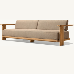 Cómodo Sofá Ecológico de Dos Plazas con Forma Cuadrada para Sala de Estar, con Estructura de Madera de Teca y Espuma Suave, Diseño Moderno - Product Image 4
