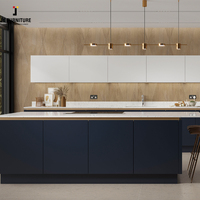 Armoires de cuisine en chêne avec poignées métalliques, style européen moderne, en contreplaqué, fabriquées sur mesure par l'usine JY Vietnam.