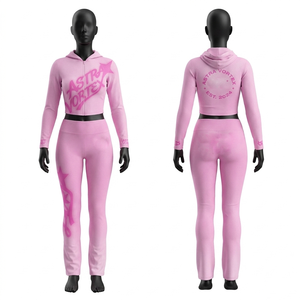 Women <b>velvet</b> velour hoodie legging set 300 GSM polyester spandex <b>red</b> star print screen print heat transfer custom Women's Sets - Product Image 2