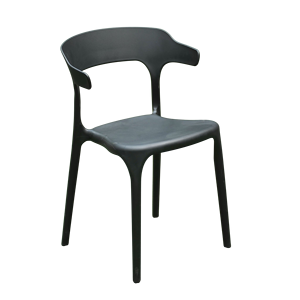 Fauteuil d'extérieur minimaliste noir léger au design géométrique |   Chaise de jardin empilable en polypropylène de qualité supérieure - Product Image 1
