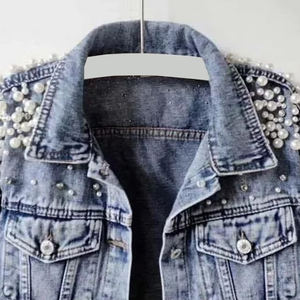 New Fashion Design Front Logo for Winter at Wholesale Price High Quality Custom Made Men's Denim <b>Rhinestone</b> <b>Jacket</b> with Low MOQ - Product Image 4