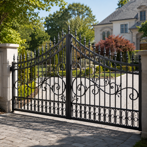 Portails battants doubles en fer forgé de haute qualité, modernes et traditionnels, galvanisés, étanches, 10 pieds, faciles à assembler, vente en gros, fabricant Inde - Product Image 2