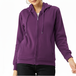 Sudadera con capucha y cremallera completa con logotipo personalizado para hombre, chaqueta informal de forro polar con bolsillos canguro y puños acanalados - Product Image 6