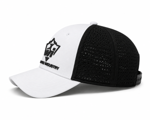Custom Unisex Mesh <b>Snapback</b> <b>Cap</b> Adjustable Breathable Outdoor Casual Hat White Black 6-Panel Design - Product Image 3