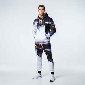 Men’s Printed Tracksuit <b>Set</b> Custom Graphic Pullover Hoodie & Jogger <b>Pants</b> <b>2</b> <b>Piece</b> Fashion Sportswear <b>Set</b> - Product Image 1