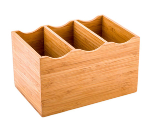 Handcrafted Wooden Dining Caddy <b>Organizer</b> with Industrial Style Iron Handle Accents - Product Image 1
