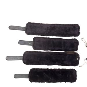 Juego de tobilleras y muñequeras de piel de oveja con hebilla de acero, 4.5 cm de ancho y acolchado interior suave - Product Image 6