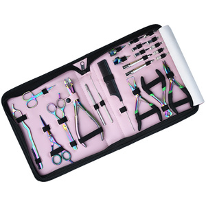 Kit d'installation d'extensions capillaires de qualité professionnelle, pinces à revêtement arc-en-ciel, ciseaux rasoirs, peigne, pinces, fournisseur en gros - Product Image 1