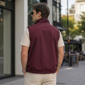 Chaleco sin Mangas de Lona para Hombre, Cierre de Cremallera, Estilo Casual, Ropa de Invierno, Reversible, Color Sólido, Múltiples Bolsillos, Estilo Vintage - Product Image 3