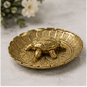 ถาดเต่าทองเหลืองชุบทอง ลายสัตว์นูนแบบวงกลม ของตกแต่งบ้าน งานฝีมือโลหะ - Product Image 2