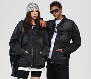 <b>Jean</b> Jackets Autumn Casual Slim Jacket Coat Custom LOGO Big Tall Men's Denim Jacket - Product Image 2