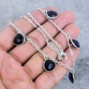 18K Gold Plated Bezel Set Link Chain <b>Statement</b> <b>Necklace</b> Trendy Women Quartz Gemstone Wedding Engagement Thanksgiving Gift Idea - Product Image 3
