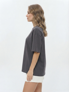 T-shirts personnalisés en coton et polyester pour femmes, coupe ample, manches courtes, décontractés, de haute qualité, col rond - Product Image 4