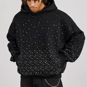 Sudaderas con Capucha Personalizables para Hombre, Estilo Urbano, 100% Algodón, con Brillantina y Pedrería, Ecológicas, de Alta Calidad, Color Sólido, Otoño, Varias Opciones - Product Image 1