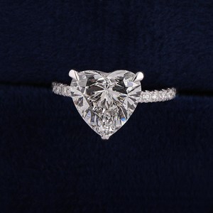 Anillo de Compromiso y Matrimonio de Oro Blanco Sólido de 14K con Diseño de Halo, Diamante de Laboratorio con Corte Corazón de 1 Quilate, Certificado IGI, para Mujer - Product Image 4