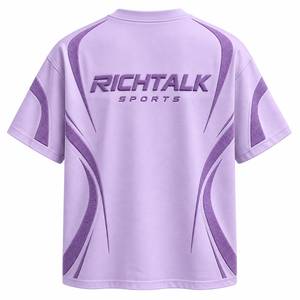 T-shirt sportif surdimensionné à manches courtes pour homme, en coton tricoté 100 % respirant, col rond, design personnalisable - Product Image 2