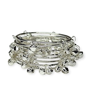 Precio al por mayor: Pulseras apilables de estilo tradicional y moderno, con dijes Jhumki Kashimiri Ghungroo en tono plateado y perlas, ideales para bodas. - Product Image 2