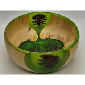 Tazón de madera redondo para servir con discos de madera natural, diseño Wabi Sabi hecho a mano para decoración de cocina. - Product Image 5