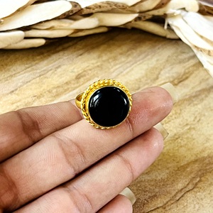 New Arrival Boho Rope <b>Statement</b> <b>Ring</b> Brass <b>Rings</b> Women 18k Gold Plated Vintage Onyx Jewelry Ethnic Cocktail Wholesale/OEM/ODM - Product Image 3