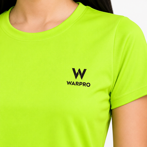เสื้อยืดแขนสั้นคอกลมทรงเข้ารูปแห้งเร็วสีเขียวมะนาวสำหรับผู้หญิง Warpro ผ้าเจอร์ซีย์สีพื้นลำลองใส่ได้ทั้งฤดูใบไม้ผลิและฤดูร้อน - Product Image 6