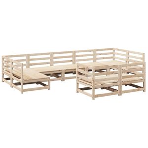 Conjunto de Sofás Modulares para Jardín de 9 Piezas, Madera de Pino Sólido Natural, Colección de Muebles Duraderos y Elegantes - Product Image 2