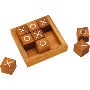 Compact Wooden Tic Tac Toe Game Set With Nine Two-Sided Block Pieces Portable Travel Strategy <b>Puzzle</b> For Kids & Adults, For Fun - Product Image 5