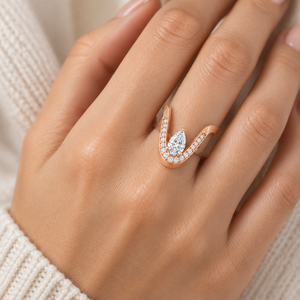 Bague de fiançailles en diamant de laboratoire certifié IGI, 1 carat, taille poire, pavé en V, or jaune 14K, tendance, pour soirée, bijoux personnalisés OEM - Product Image 3