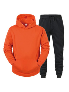 <b>Red</b> Cotton Tracksuit <b>Hoodie</b> Jogger Set Solid Color Casual Autumn Wear Full Sleeve Drawstring Pants Side Pockets and online sale - Product Image 2