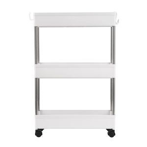Carrello portaoggetti mobile a 3 ripiani sottile in metallo con scaffale scorrevole per cucina o bagno - Product Image 2