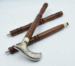 Home Decor Solid Brass Royal Handle Wooden <b>Walking</b> <b>Stick</b> Nautical Style <b>Folding</b> Cane Luxury Decorative Support Cane - Product Image 3