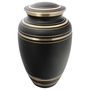 Black Brass Cremation Urn Memorial <b>Ashes</b> Vase Round Tabletop Keepsake <b>Casket</b> Custom Engraved - Product Image 1