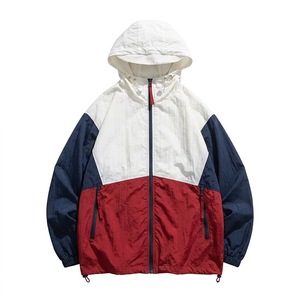 Men's Hooded Windproof <b>Racer</b> <b>Jacket</b> Color Blocking Polyester Spring Sporty Loose Fit Zipper Closure - Product Image 5