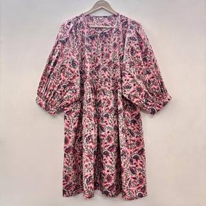 Vestido Midi Informal para Mujer, para Uso Diario, Todas las Temporadas, Tejido 100% Algodón, Liso, Manga Corta, Cintura Imperio, Estilo Babydoll, Cuello en V, Talla Grande - Product Image 1