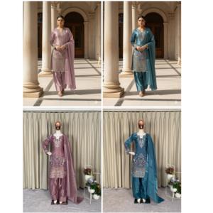 Ensemble Salwar très demandé, parfait pour les fêtes et les mariages. Notre tenue de créateur : haut brodé, Salwar Farsi et Dupatta en Jimmy Choo. - Product Image 1
