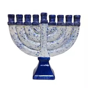 Golden Menorah Candle Holder with Flameless Candles for Jewish Hanukkah Religious <b>Activities</b> Decorative Metal Candelabra - Product Image 6
