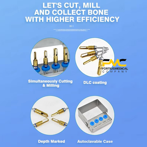 Forets chirurgicaux pour la collecte d'os et la préparation du site d'implantation en chirurgie implantaire, pour une exploitation efficace d'os autogène. - Product Image 2