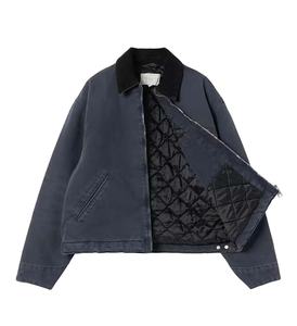 Chaqueta de Trabajo Casual de Mezclilla con Bordado de Logotipo Personalizado para Hombre, Cuello Camisero, Cierre de Cremallera, Estilo Vintage, Resistente al Viento - Product Image 3