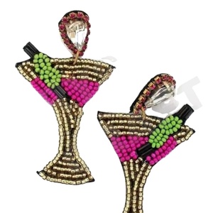 Cocktail Glass Parties Special Fashion Dangle Earrings New Arrival Cross-Border Handmade <b>Beads</b> Sweet Sequins Trendy Creative - Product Image 1