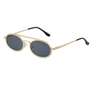 98284 New Fashion Luxury Brand Designer Double Bridge Men Shades Custom Logo Metal Oval Frame Vintage Women <b>Sunglasses</b> 2025 - Product Image 5