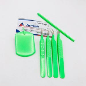 Haute Qualité Carré Vert Miroir Conception En Acier Inoxydable Cils Pince À Épiler En Gros Costume Durable Extension De Cils Pointu - Product Image 5